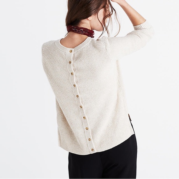 Madewell Cream Oatmeal Backroad Button-Back Knit Sweater - Picture 6 of 12
